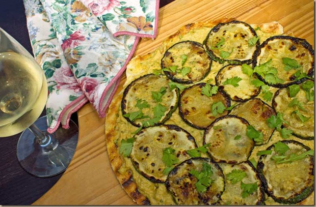 Grilled Zucchini Hummus Pizza