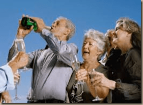 old people drinking wine