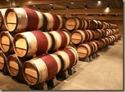 oak barrels in storage