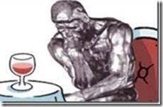 the thinker and wine