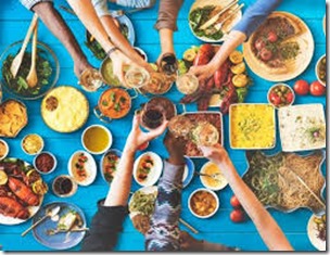 enjoying food and wine