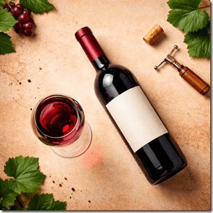 wine bottle on its side with glass