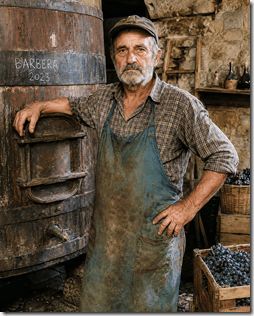 peasant farmer with wine barrel